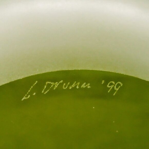 Vintage Leandra Drumm '99 Frosted Etched 6-Inch Clear Glass Bowl - Picture 6 of 6